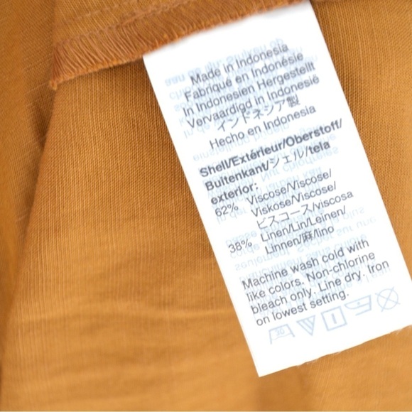 Madewell Linen Blend Dolman Sleeve Tie Waist Midi Dress in Mustard Women's 0 - Picture 8 of 8